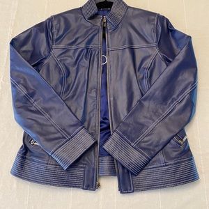 Bradley 100% genuine leather royal blue jacket with silk interior 💙